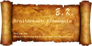 Breitenbach Klemencia névjegykártya